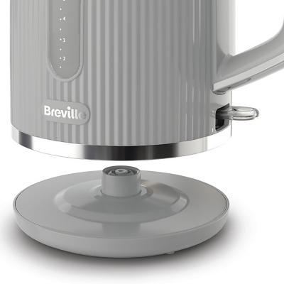 Breville High Gloss VKT157X Elektrische waterkoker, 1,7 l, 2,4 kW verwarmingselement voor snelle kooktijden, grijs en roestvrij staal