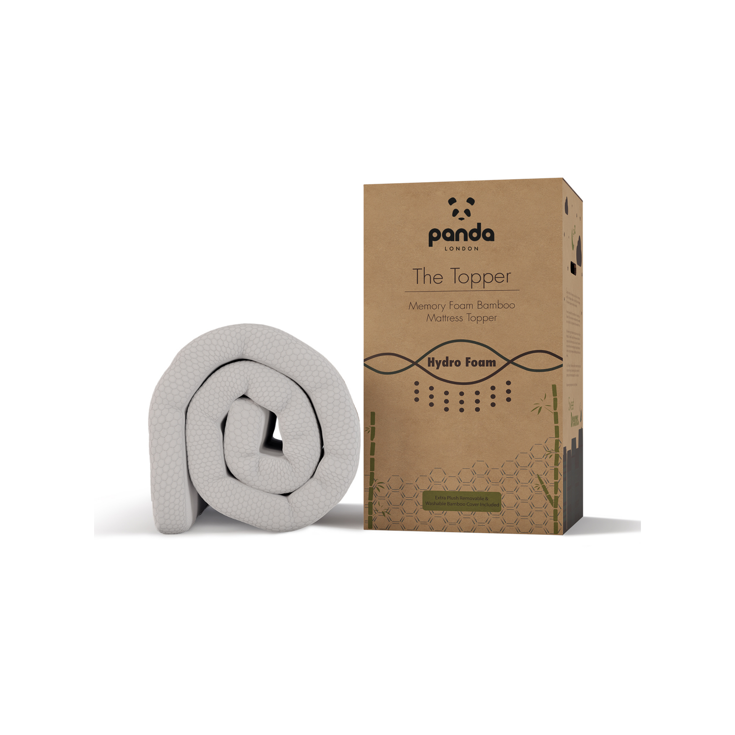 George White Panda Bamboo & Memory Foam 5Cm Mattress Topper