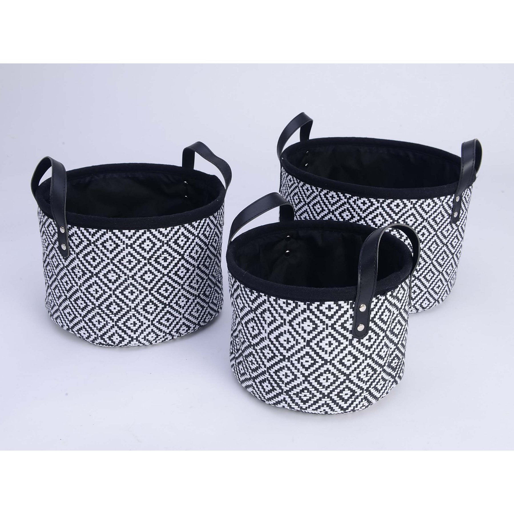 Black And White Straw Storage Baskets - Set of 3 | Home | George at ASDA