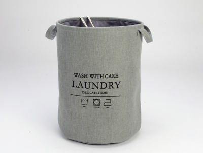 Light Grey Canvas Printed Laundry Basket Home at ASDA