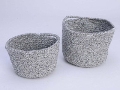 Grey Woven Rope Storage Baskets Set of 2 Home at ASDA