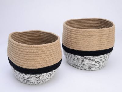 Natural Jute and Rope Storage Baskets Set of 2 Home at ASDA