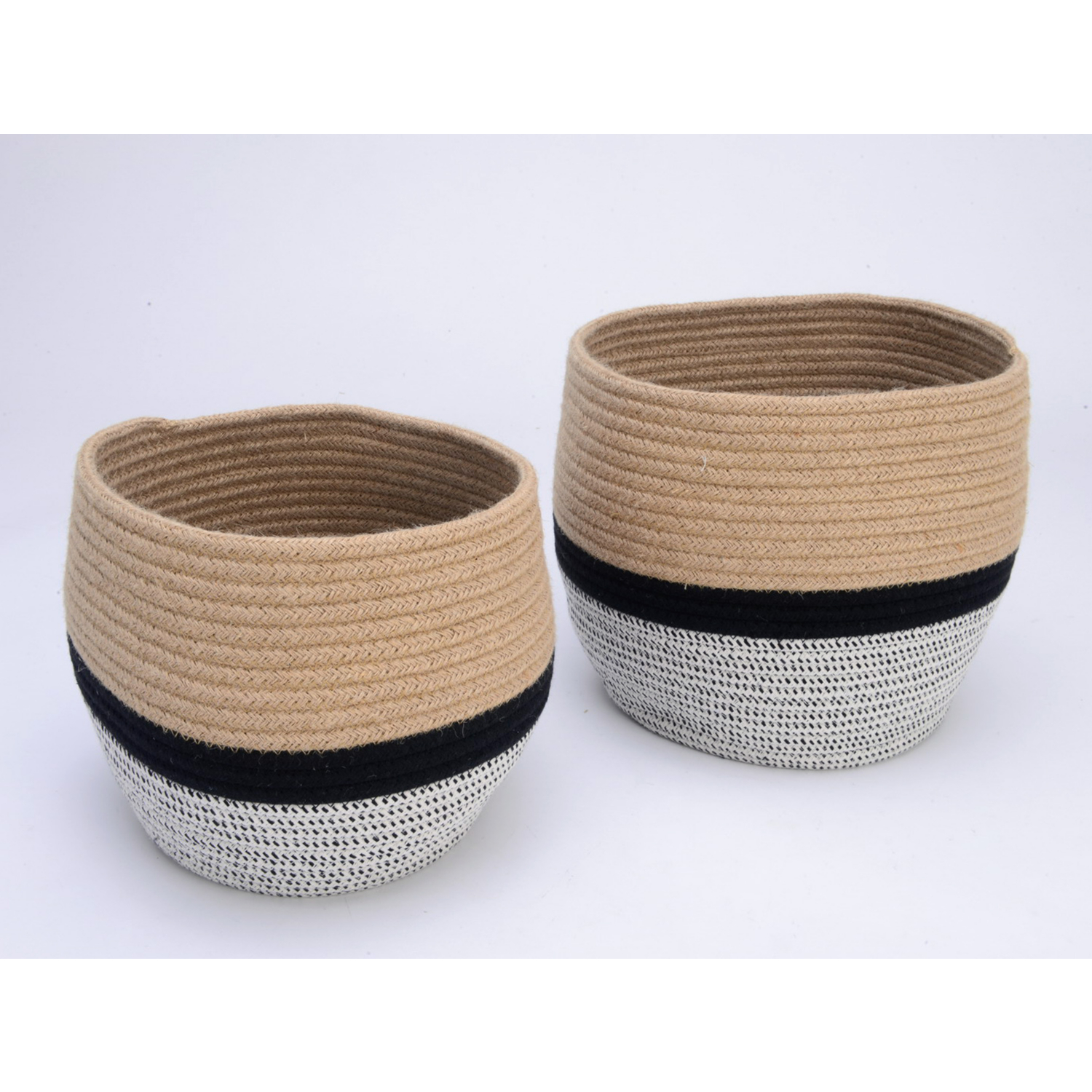 George Natural Jute And Rope Storage Baskets - Set Of 2