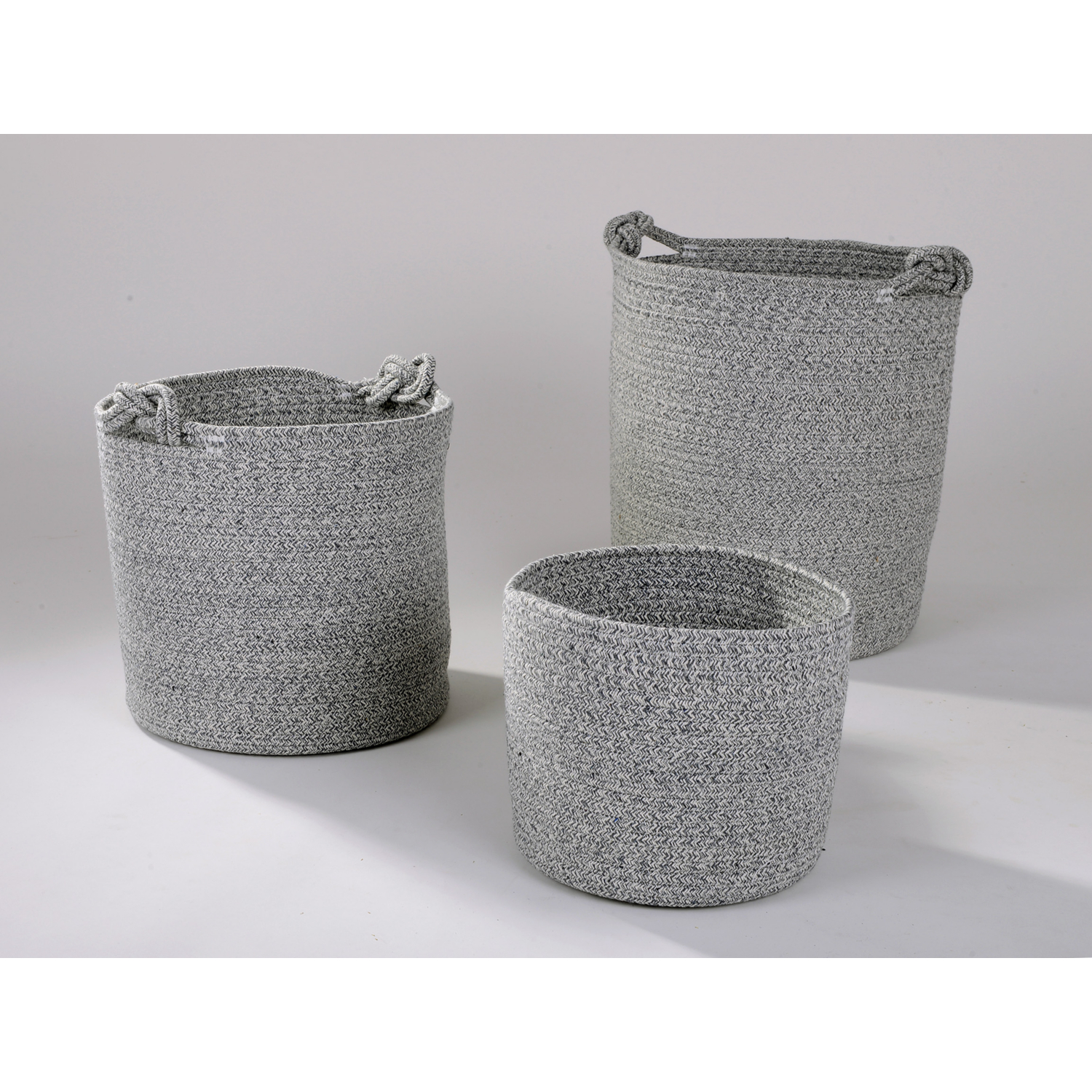George Grey Cotton Woven Rope Storage Baskets - Set Of 3