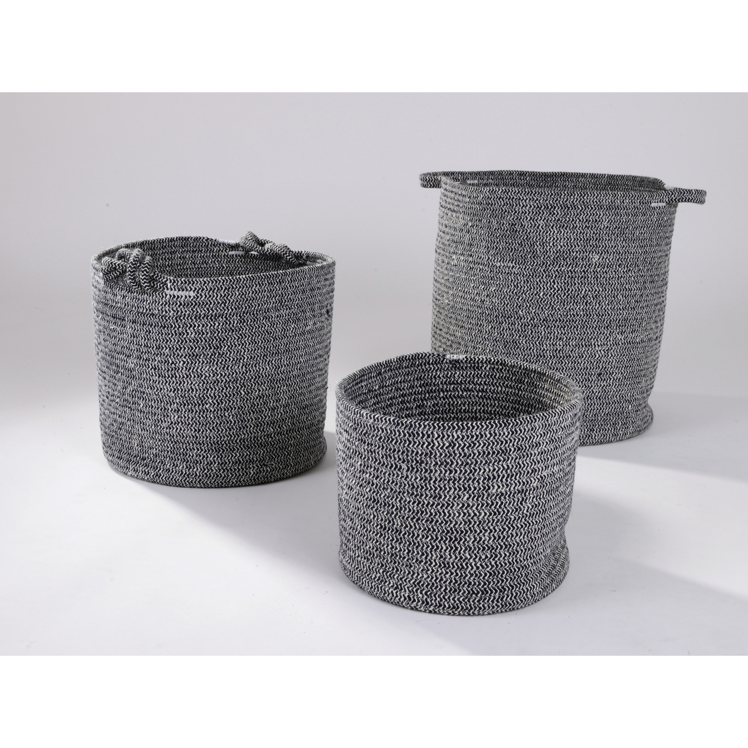 George Grey Dark Cotton Rope Storage Baskets - Set Of 3