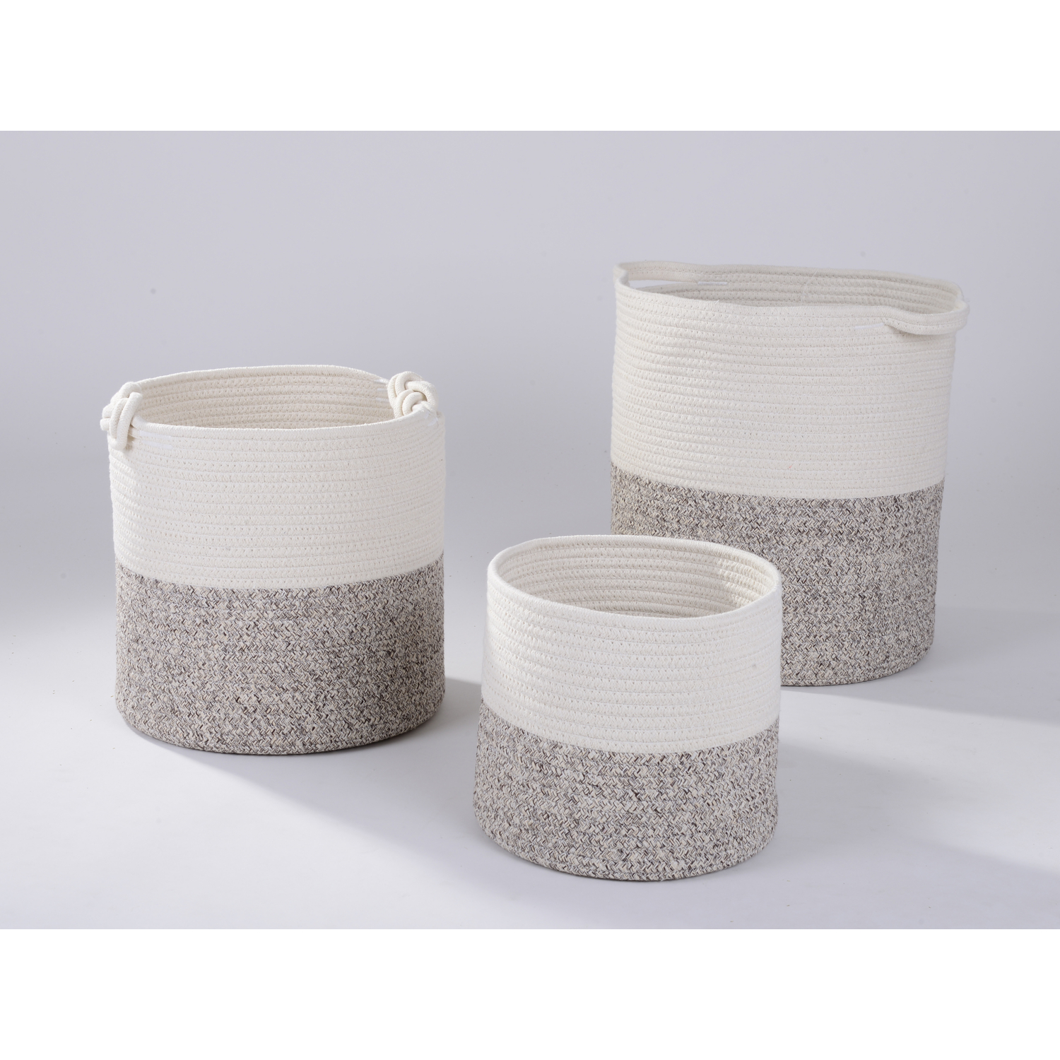 George Brown Light Cotton Rope Storage Baskets - Set Of 3