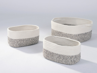 Light Brown Cotton Rope Storage Baskets Set of 3 Home at ASDA