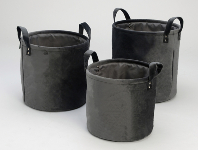 Dark Grey Velvet Storage Baskets Set of 3 Home at ASDA