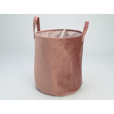 George Pink Velvet Laundry Basket -