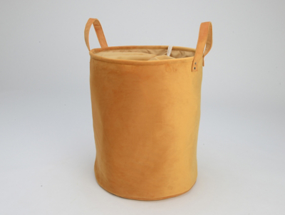 Mustard Velvet Laundry Basket Home at ASDA