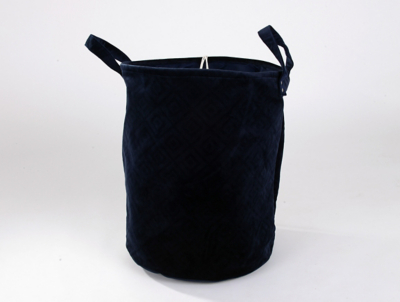 Navy Blue Velvet Laundry Basket Home at ASDA