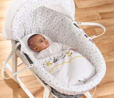 kinder valley white dimple on dove grey wicker moses basket