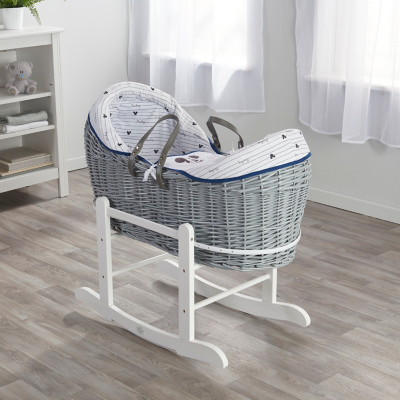 Disney Mickey Mouse Grey Wicker Pod Moses Basket Baby at ASDA
