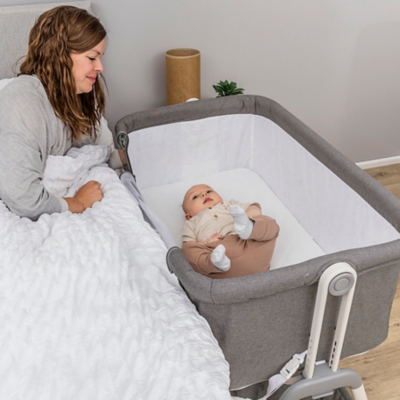 Kinder Valley Snoozie Bedside Crib Storm Grey Baby at ASDA