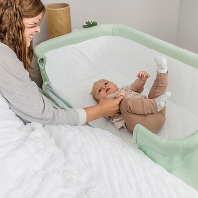 Kinder Valley Snoozie Bedside Crib Misty Jade Baby at ASDA