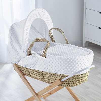 Kinder Valley White Dimple Moses Basket 4 Piece Bedding Set | Baby ...