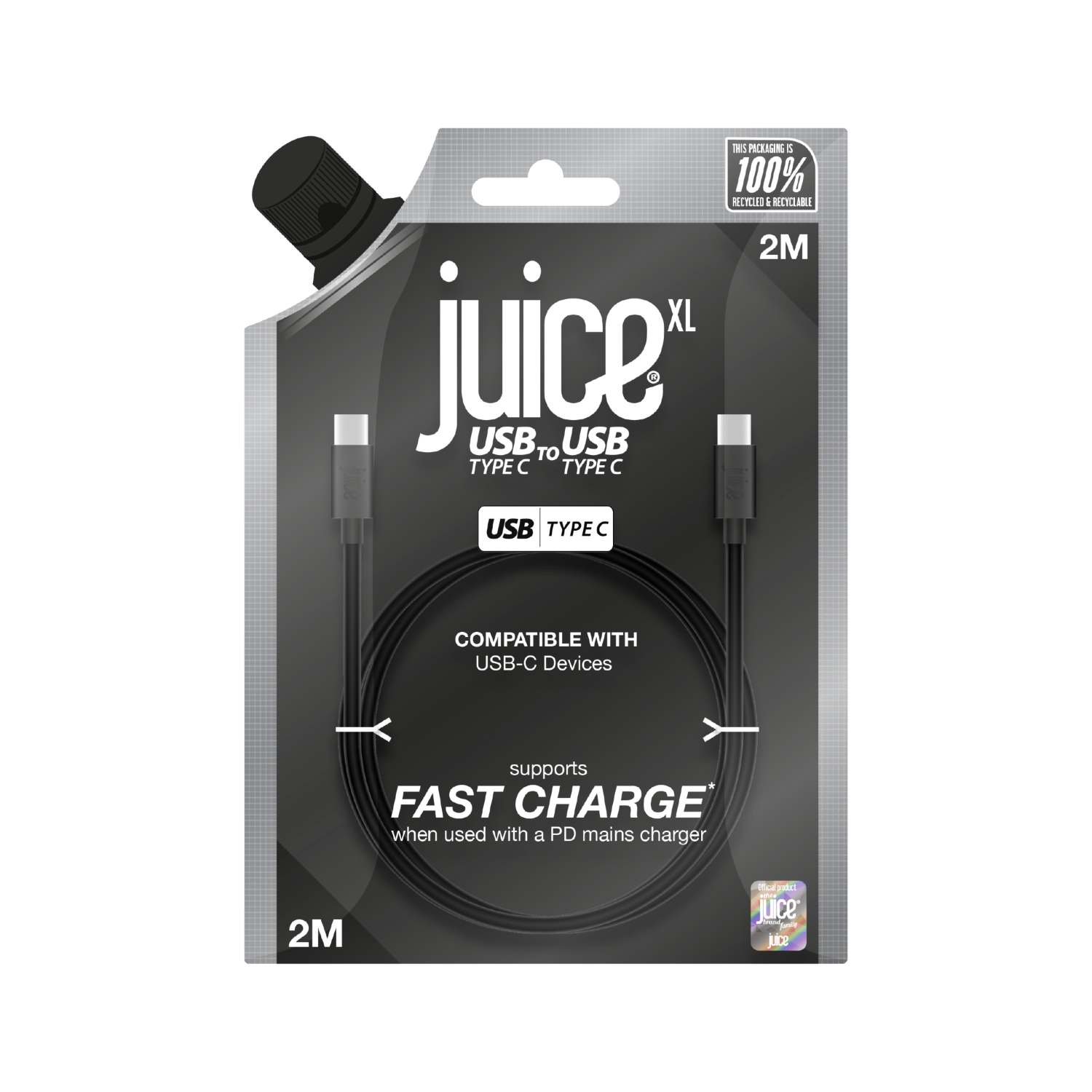 George Black Juice Usb Type-C To Usb Type-C Charging Cable 2M