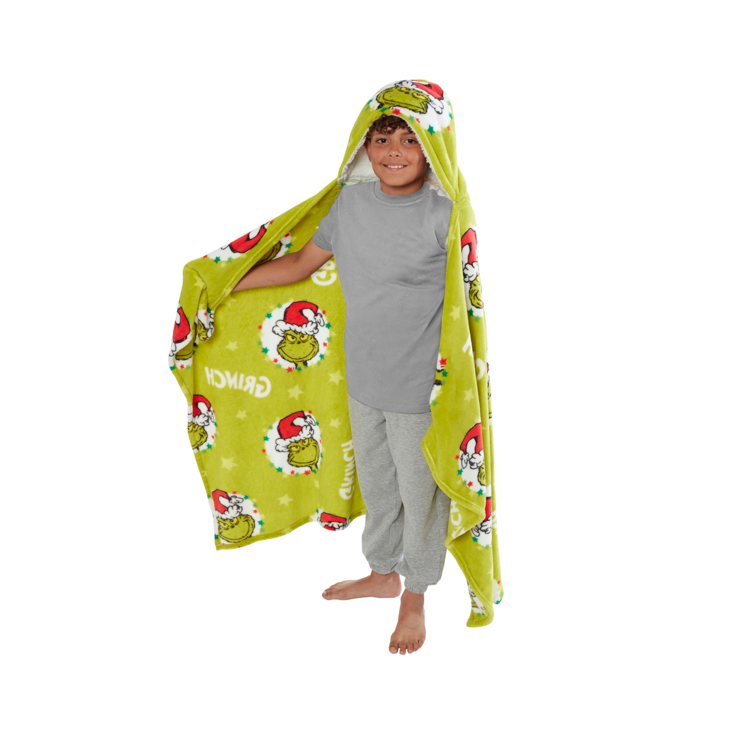 The Grinch Green 'Stars' Hooded Fleece - 100Cm X 150Cm