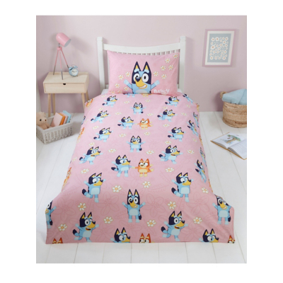 George Unisex Kids Pink Bluey Duvet Set Cot Bed, Toddler Or Junior Bed