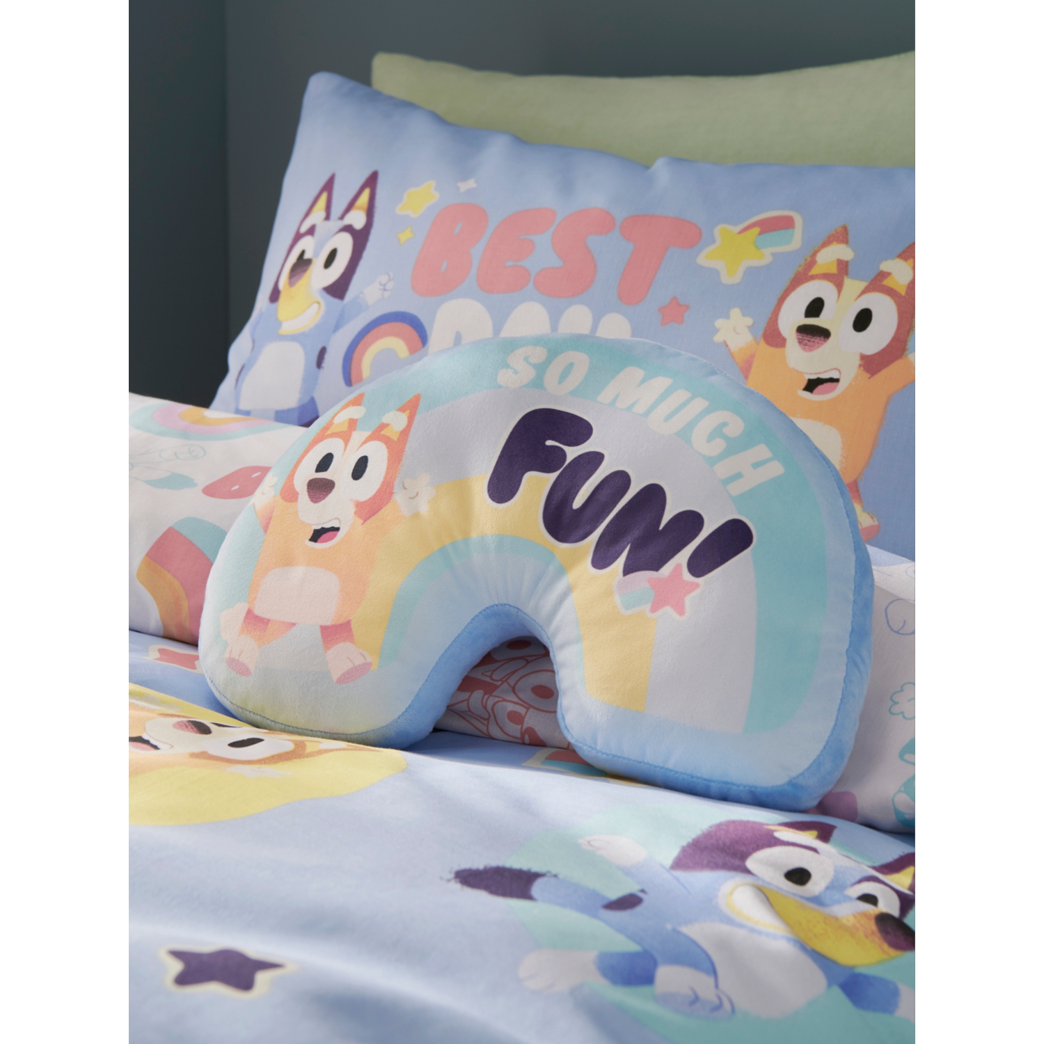 George Multi Bluey So Much Fun Shaped Cushion