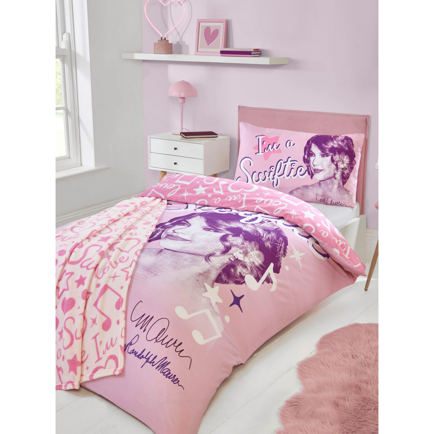 George Pink Celebrity Icons Reversible Duvet Cover Set