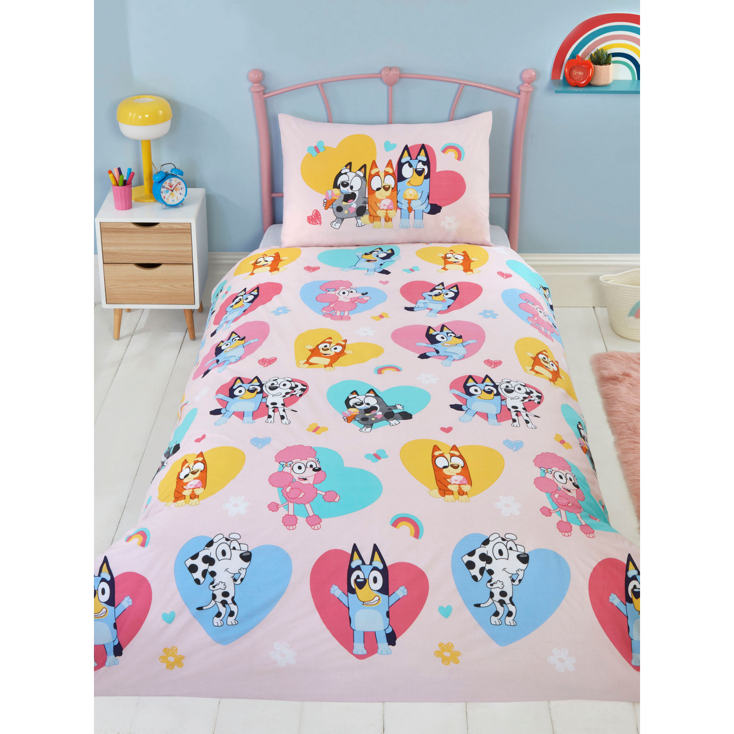 George Pink Bluey 'Hearts' Duvet Set