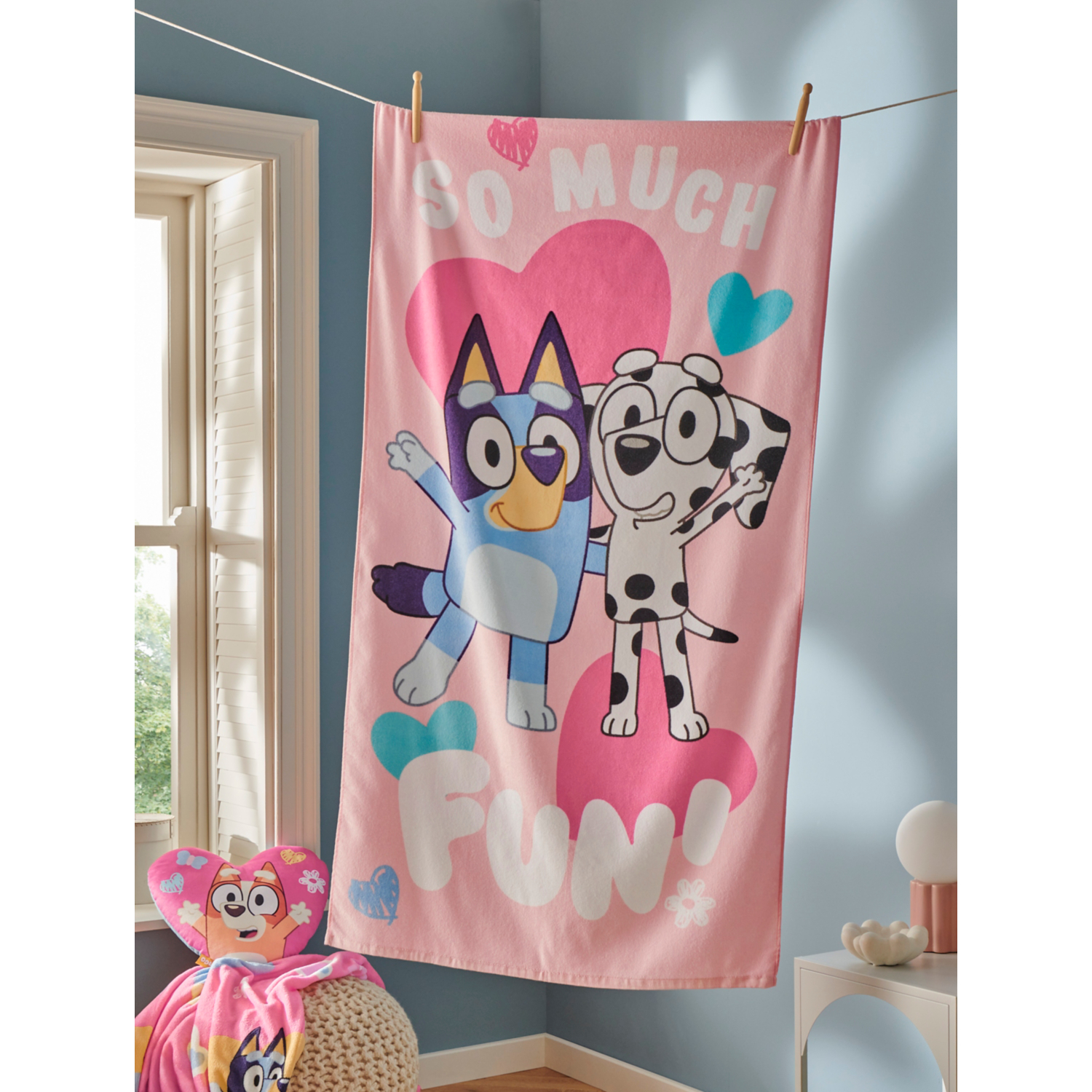 George Pink Bluey 'Hearts' Towel