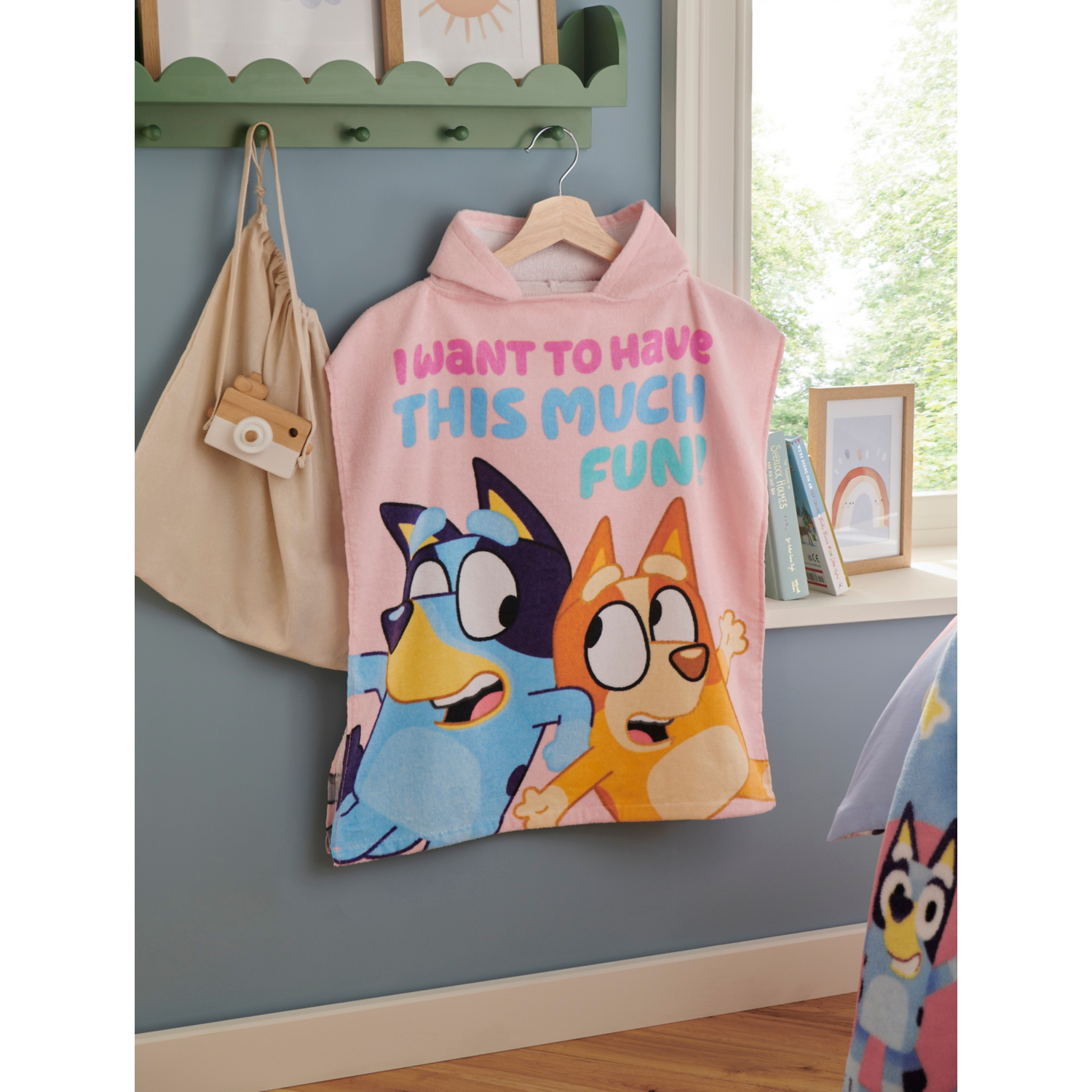 George Pink Bluey 'Hearts' Poncho