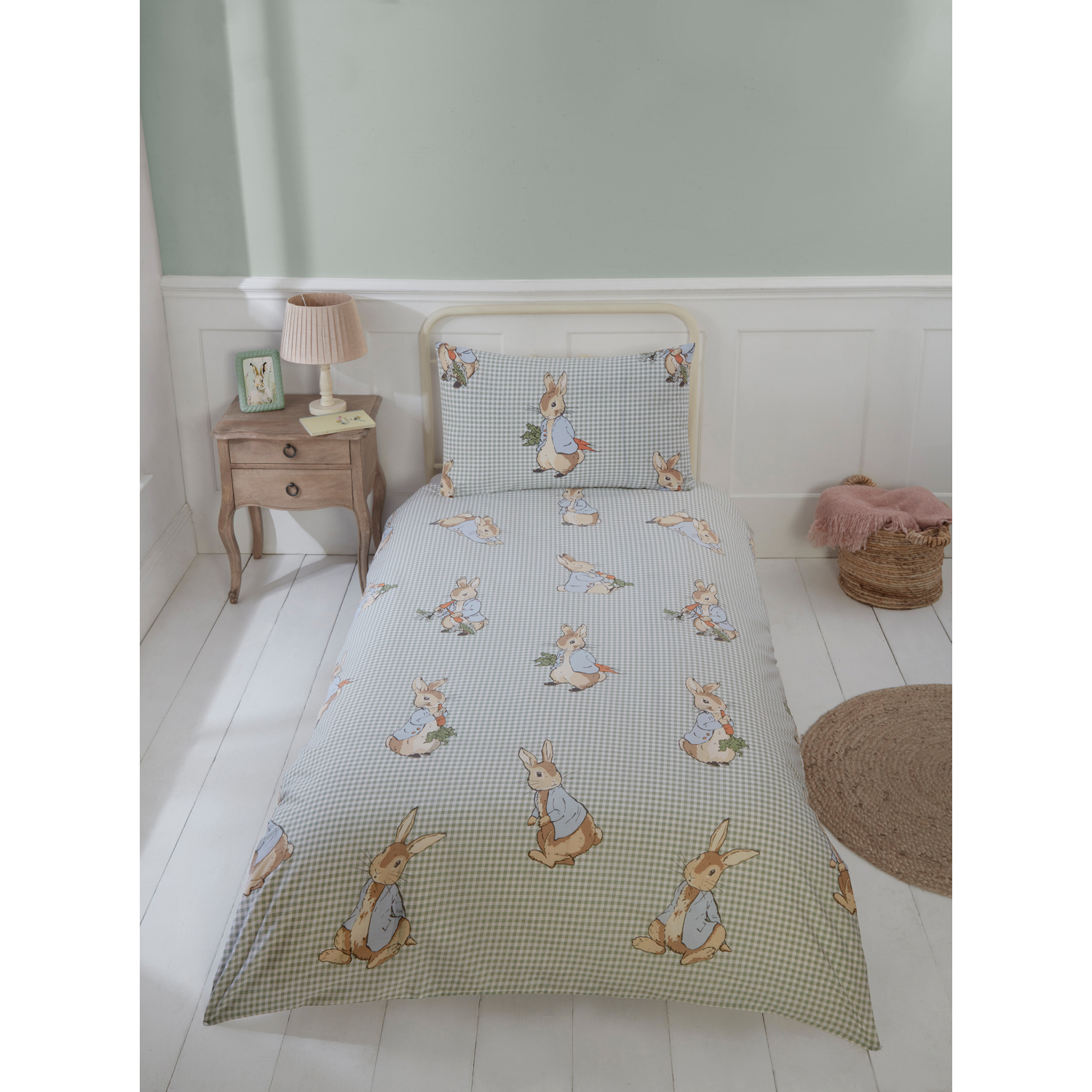 George Olive Green Peter Rabbit Gingham Duvet Set