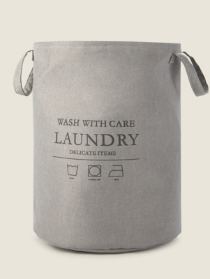 Grey Slogan Laundry Hamper Home at ASDA