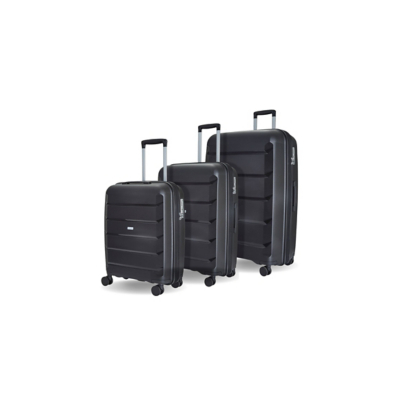 Rock Tulum 3 Piece Suitcase Set in Black, Black