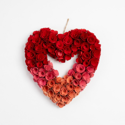 Scottish Everlastings 34cm Rose Wood Shave Heart Wreath | Home