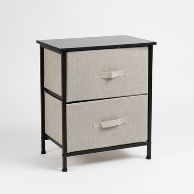George Scottish Everlasting Black 2 Drawer Cabinet with Fabric Drawers - Black