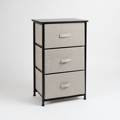 George Scottish Everlasting Black 3 Drawer Cabinet with Fabric Drawers - Black