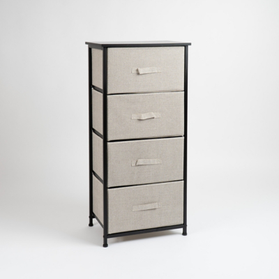 George Scottish Everlasting Black 4 Drawer Cabinet with Fabric Drawers - Black