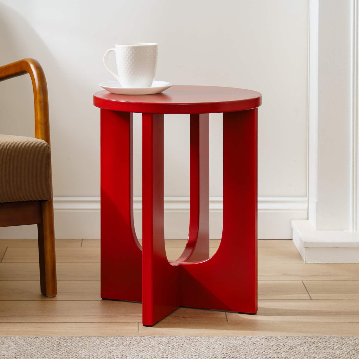 George Red Scottish Everlasting Round Side Table