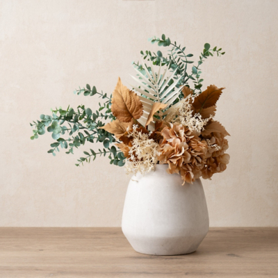 Scottish Everlastings Ltd 48cm Dry Look Hydrangea & Eucalyptus Bouquet in Peach