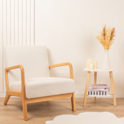 Cream Boucle Chair Home at ASDA