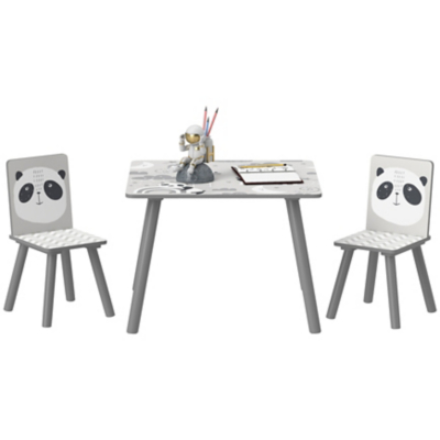 ZONEKIZ Kids Table and Chair Set, Toddler Table w/ 2 Chairs, Grey, Grey