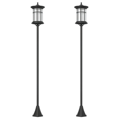 Outsunny LED Outdoor Solar Post Lights, Waterproof IP44, Cool White, 2 Pack, Black
