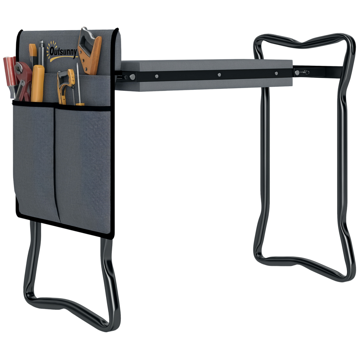 Garden Kneeler and Seat 2 in 1 Grey Foldable Kneeling Pad with Tool Pouch - Image 11