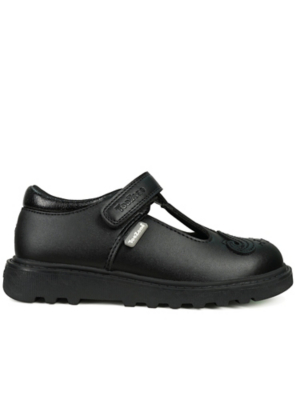 ToeZone Black Elsa Unicorn Girls School Shoes