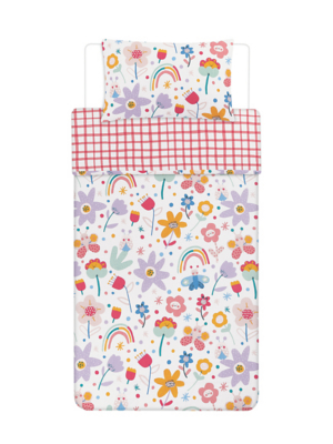 Happy Floral Toddler Reversible Duvet Set Home at ASDA