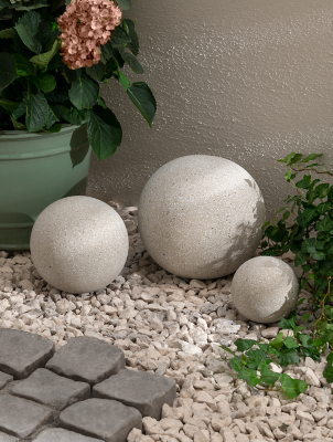 Grey Riverside Garden Sphere Ball Set Of 3 Outdoor Garden   5063089011072