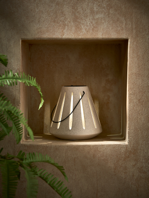 White Ceramic Solar Lantern Outdoor & Garden at ASDA