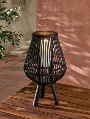 Brown Bamboo Candle Lantern Outdoor & Garden at ASDA