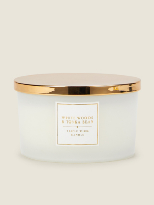Classics White Triple Wick Candle Home at ASDA