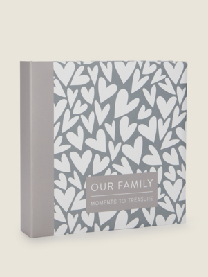 Grey & White Heart Family Photo Album Home at ASDA
