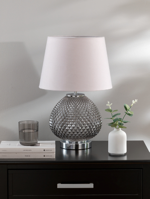 Grey Faceted Glass Table Lamp Home at ASDA