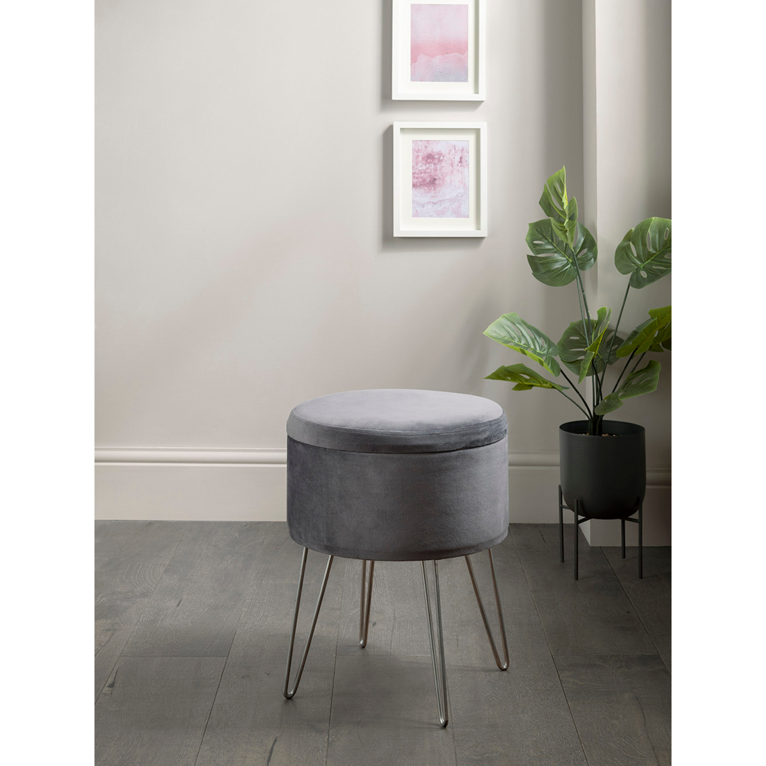 George Grey Velvet Storage Stool